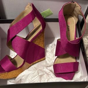JustFab Magenta Wedge Sandals